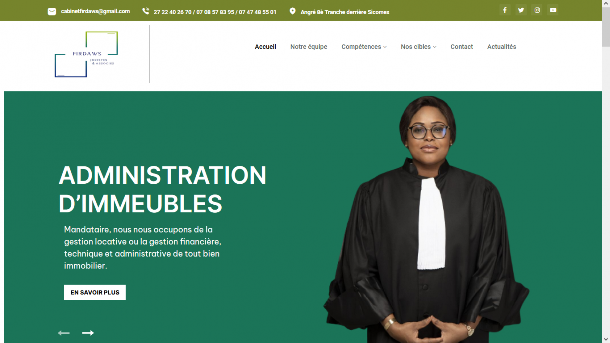 Conception site web client - domaine juridique